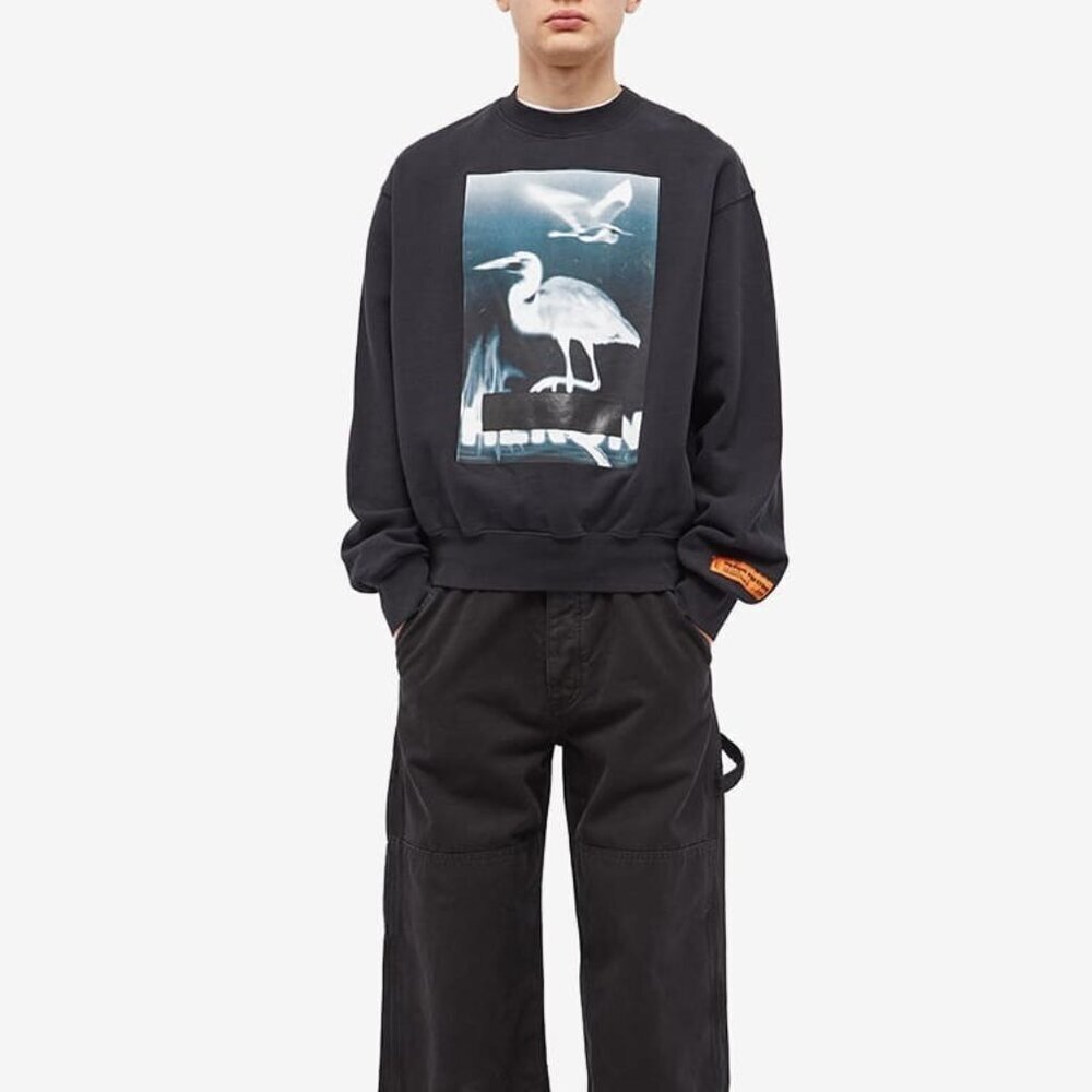 Heron Preston Black Censored Heron Crewneck Sweatshirt Men’s Size L